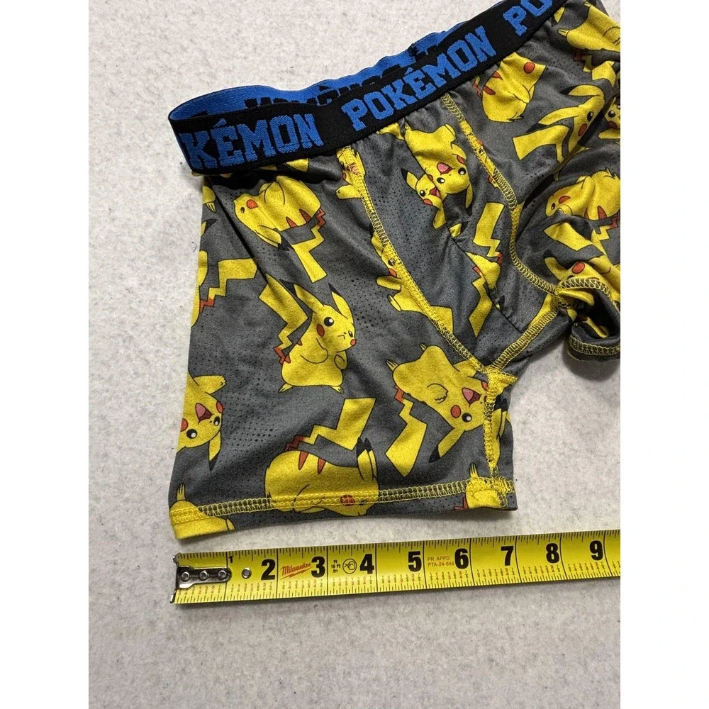 Pokemon Boxer Briefs Boys 4 Gray Pikachu Print Underwear Breathable Stretch